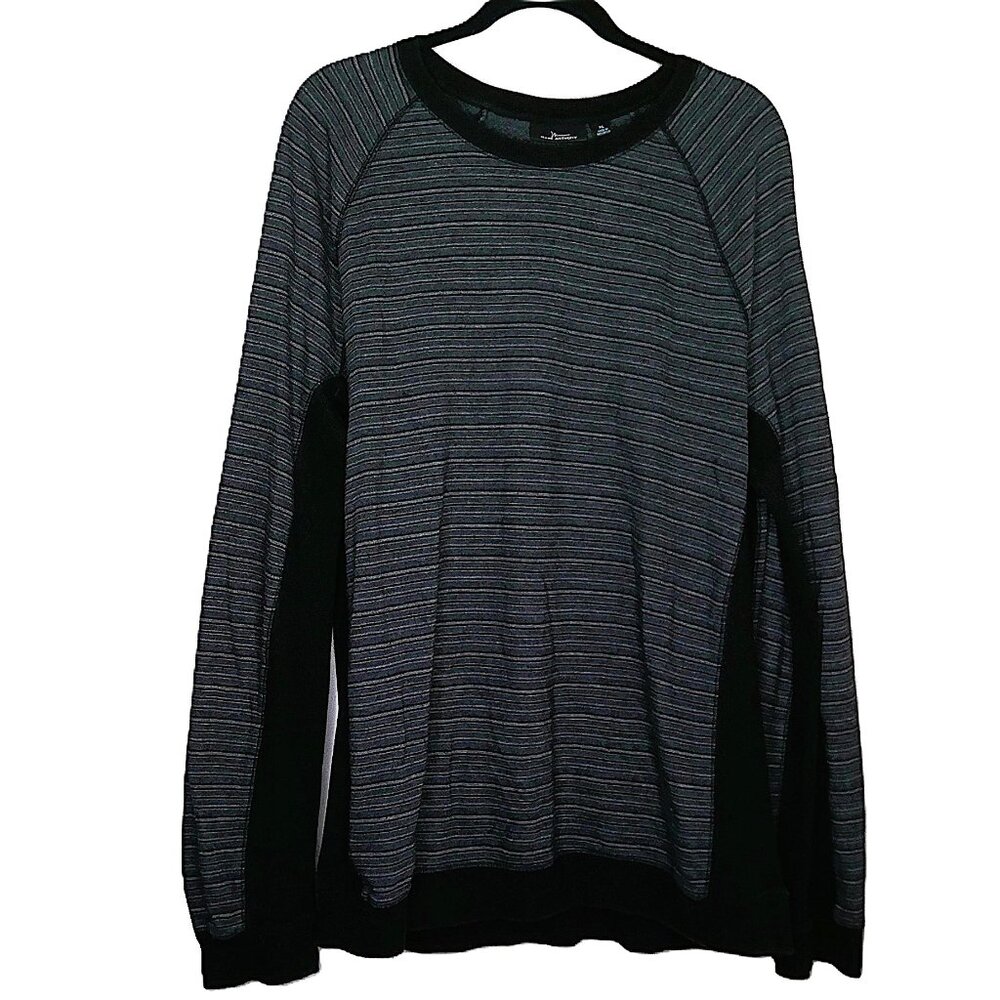 Marc Anthony Men's Top Pullover Stretch Knit Gray & Black Ribbed Warm EUC Sz XL